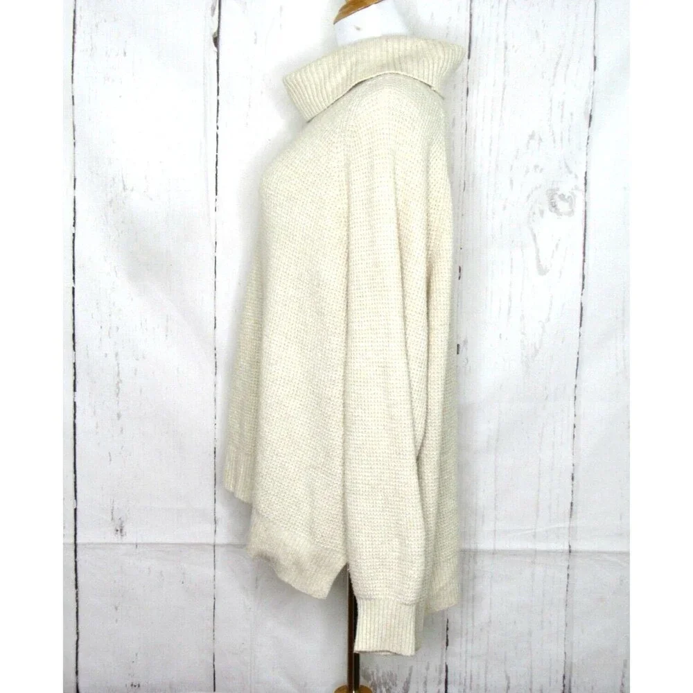 Old Navy Women's Long Sleeve Pullover Sweater Cowl Neck Hi/Lo Hem Ivory Size XXL
